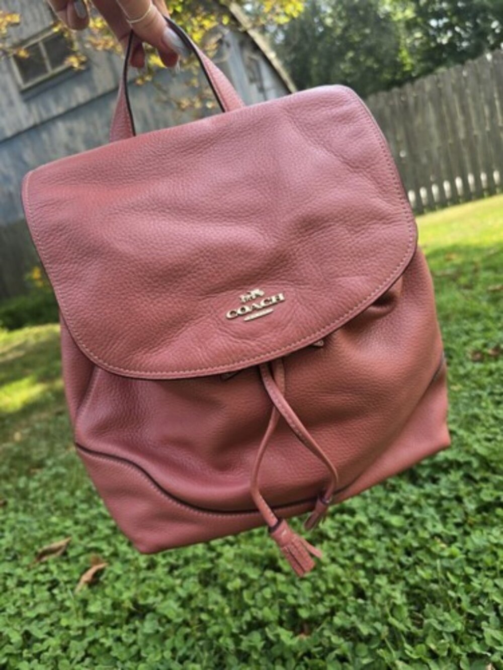 COACH Elle Pebbled Leather Backpack Pink